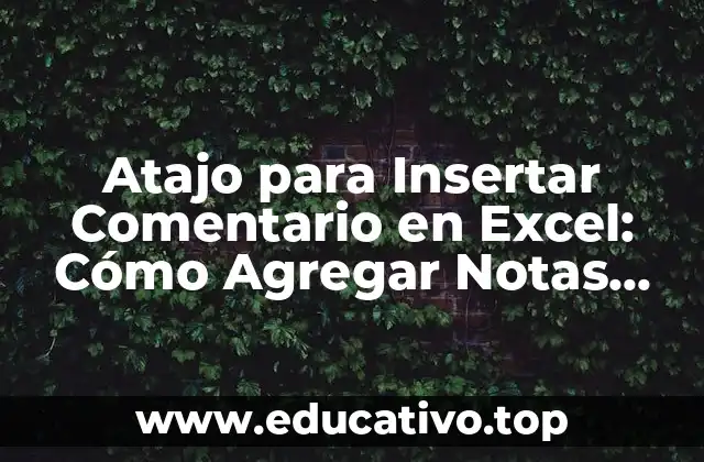 Atajo para Insertar Comentario en Excel: Cómo Agregar Notas Rápidamente
