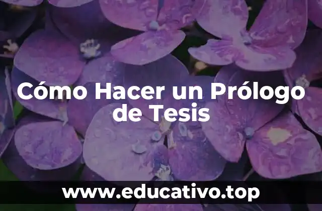 Cómo Hacer un Prólogo de Tesis