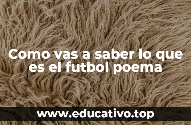 Como vas a saber lo que es el futbol poema