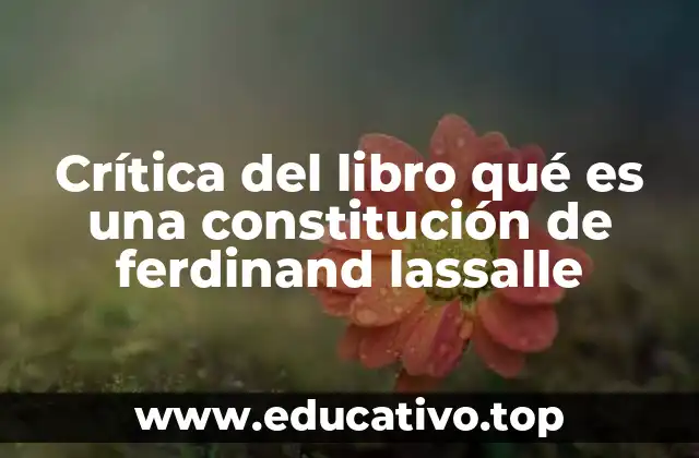 El pensamiento político en la crítica del libro qué es una constitución de Ferdinand Lassalle