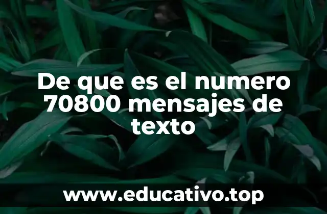 De que es el numero 70800 mensajes de texto