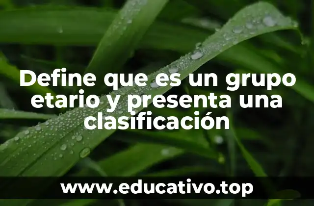 Define que es un grupo etario y presenta una clasificación