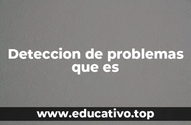 Deteccion de problemas que es