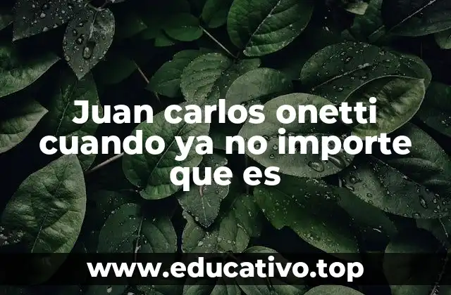 Juan carlos onetti cuando ya no importe que es
