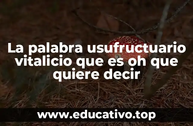 La palabra usufructuario vitalicio que es oh que quiere decir