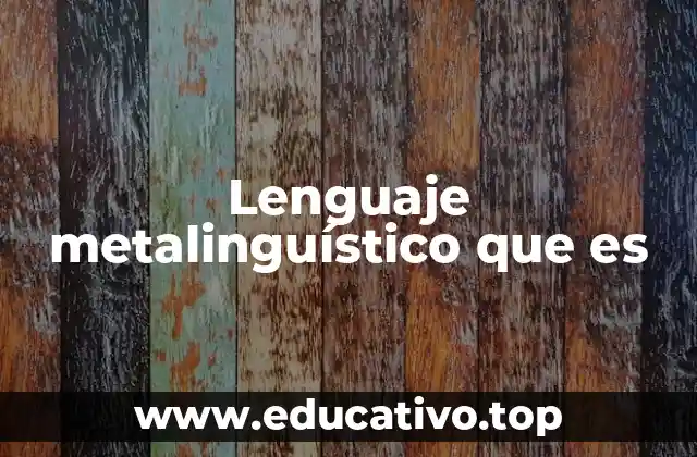 Lenguaje metalinguístico que es