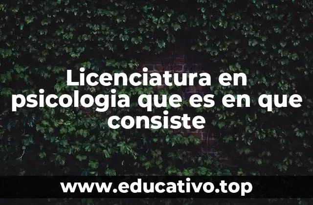 Licenciatura en psicologia que es en que consiste