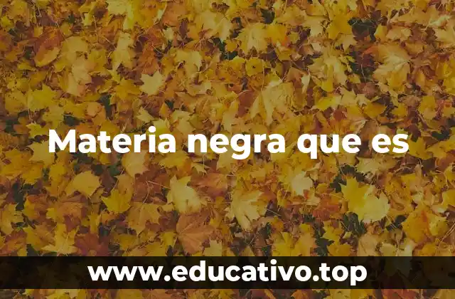 Materia negra que es
