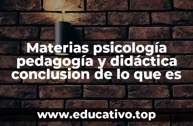 Materias psicología pedagogía y didáctica conclusion de lo que es