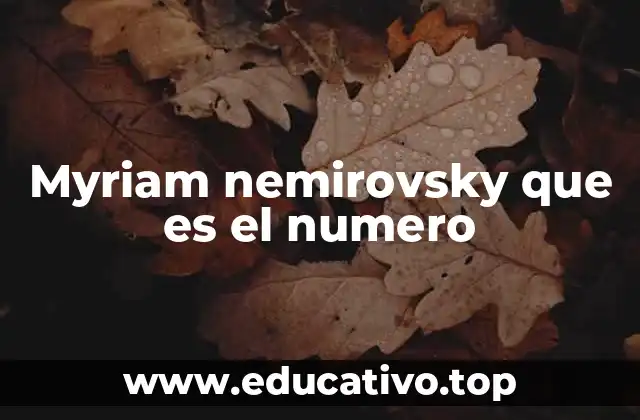 Myriam nemirovsky que es el numero