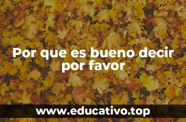 Por que es bueno decir por favor