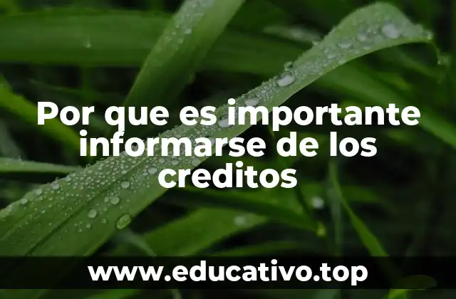 Por que es importante informarse de los creditos