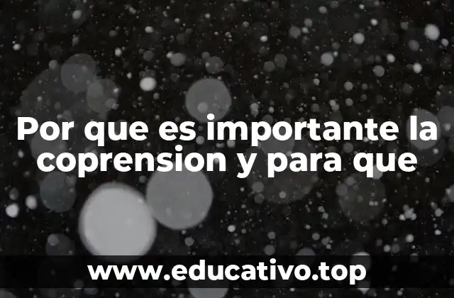 Por que es importante la coprension y para que