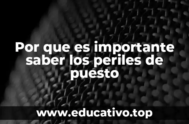 Por que es importante saber los periles de puesto