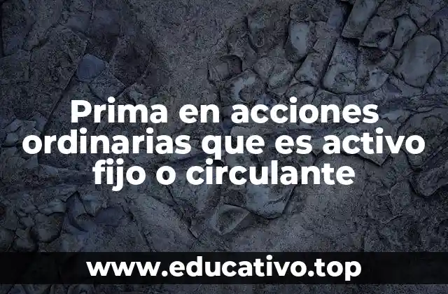 Prima en acciones ordinarias que es activo fijo o circulante