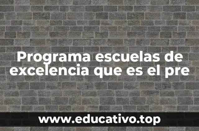 Programa escuelas de excelencia que es el pre