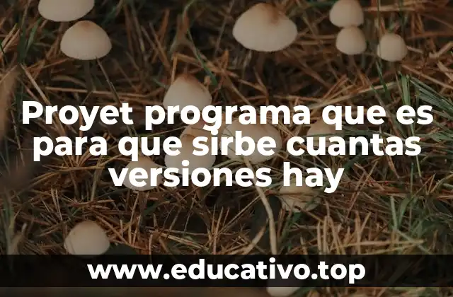 Proyet programa que es para que sirbe cuantas versiones hay