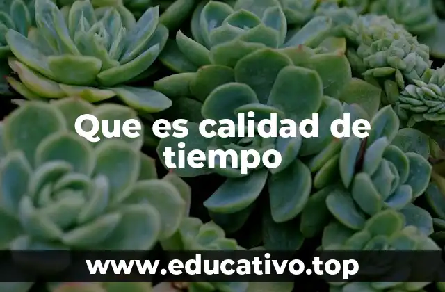 Que es calidad de tiempo