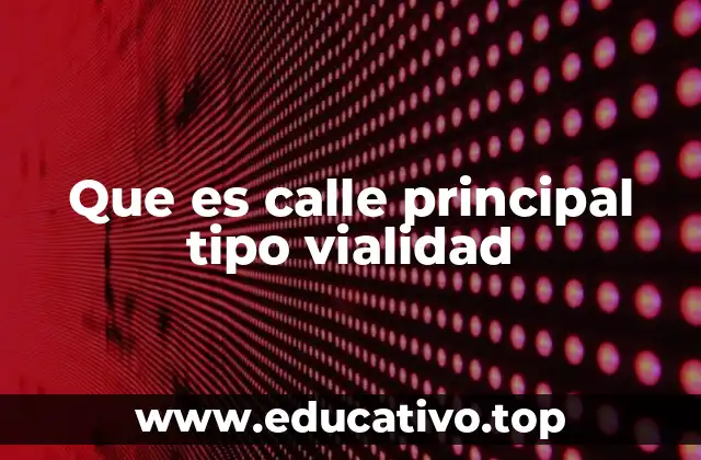 Que es calle principal tipo vialidad