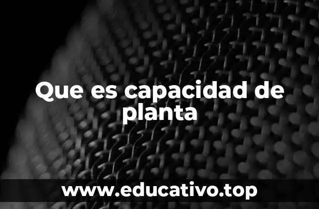 Que es capacidad de planta