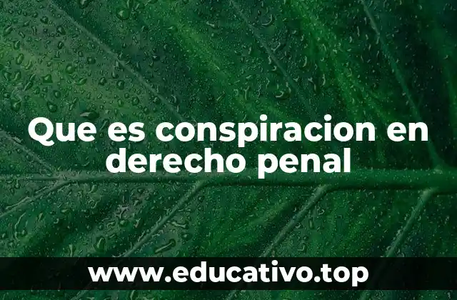 Que es conspiracion en derecho penal