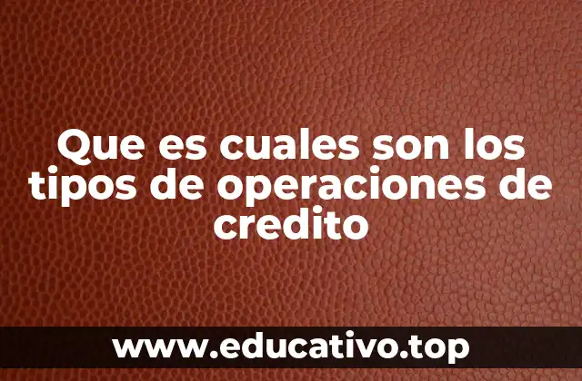 Que es cuales son los tipos de operaciones de credito