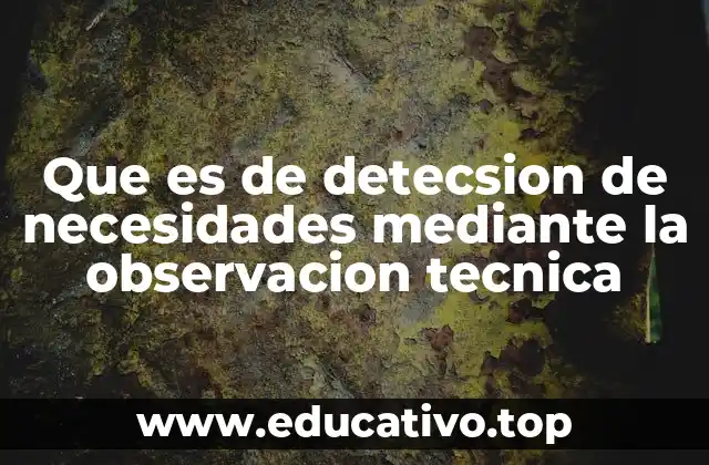 Que es de detecsion de necesidades mediante la observacion tecnica