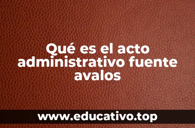 Qué es el acto administrativo fuente avalos