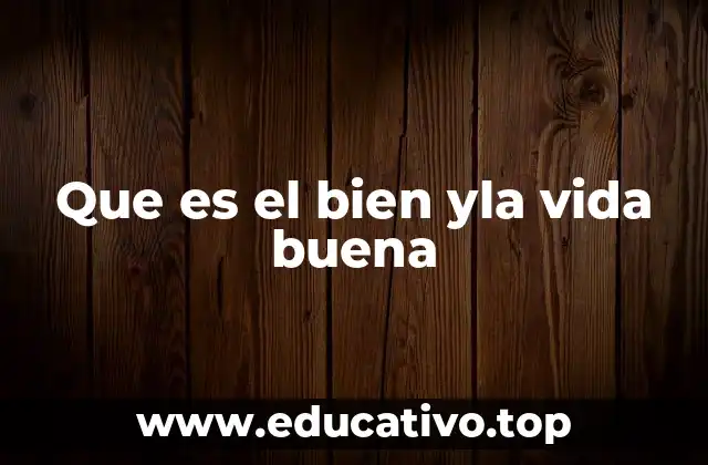 Que es el bien yla vida buena