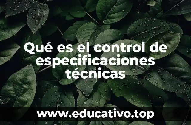 Qué es el control de especificaciones técnicas