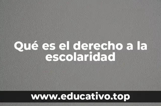 Qué es el derecho a la escolaridad