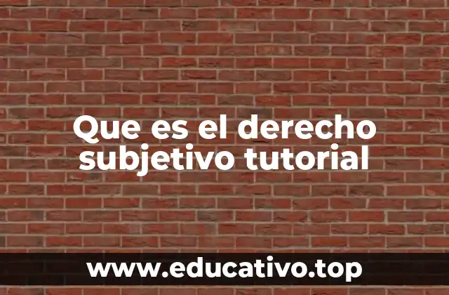 Que es el derecho subjetivo tutorial