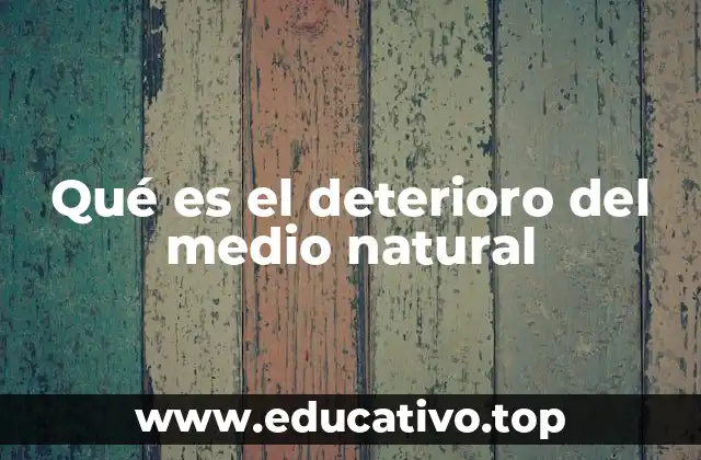 Qué es el deterioro del medio natural