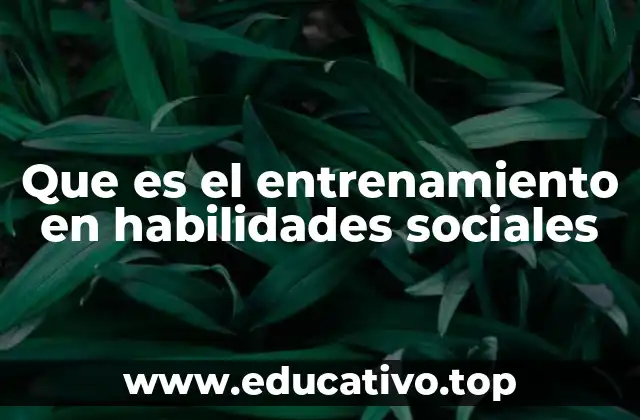 Que es el entrenamiento en habilidades sociales