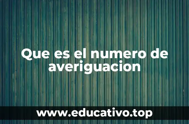 Que es el numero de averiguacion