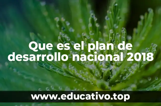 Que es el plan de desarrollo nacional 2018