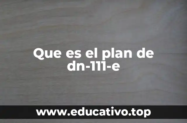 Que es el plan de dn-111-e