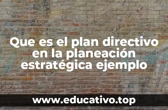 Que es el plan directivo en la planeación estratégica ejemplo