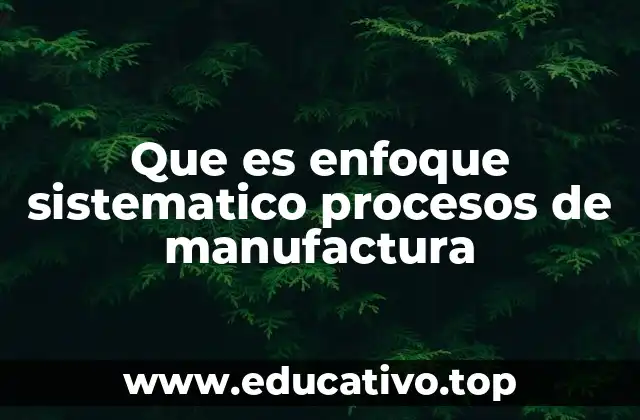 Que es enfoque sistematico procesos de manufactura