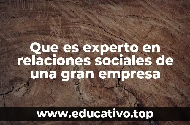 Que es experto en relaciones sociales de una gran empresa