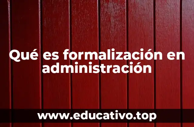 Qué es formalización en administración