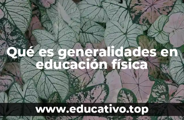 Qué es generalidades en educación física