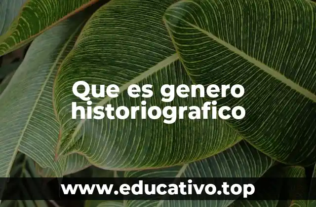 Que es genero historiografico