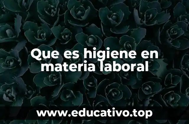 Que es higiene en materia laboral