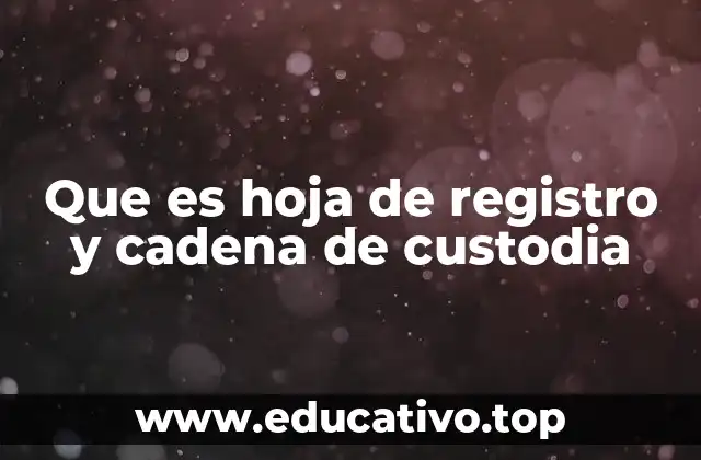Que es hoja de registro y cadena de custodia