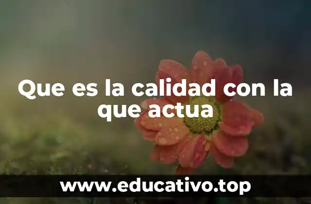 Que es la calidad con la que actua