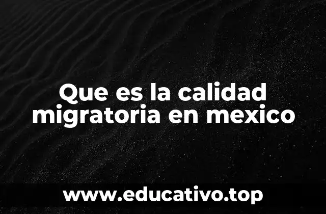 Que es la calidad migratoria en mexico