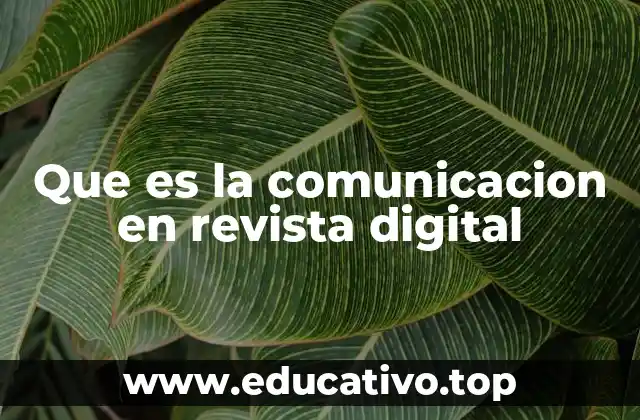 Que es la comunicacion en revista digital