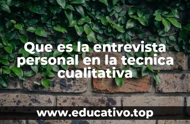 Que es la entrevista personal en la tecnica cualitativa