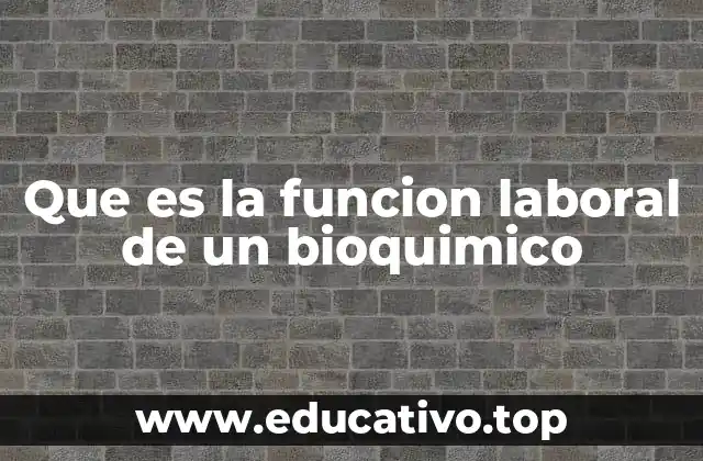 Que es la funcion laboral de un bioquimico